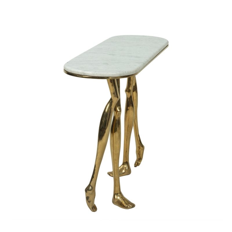Stone & Brass Console Table with Sculptural Leg Form