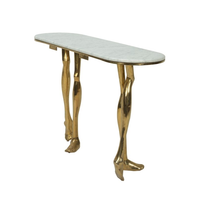 Stone & Brass Console Table with Sculptural Leg Form