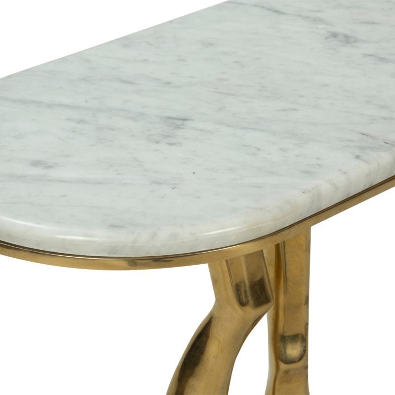 Stone & Brass Console Table with Sculptural Leg Form