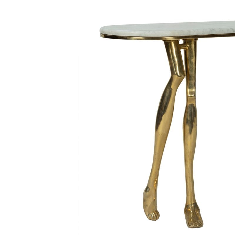 Stone & Brass Console Table with Sculptural Leg Form