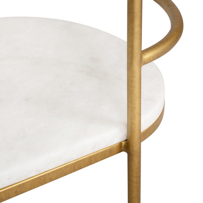 Symmetry Iron Bar Cart with Dual Marble Stone Shelves