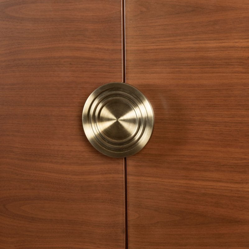 Vertical Wood and Metal Cabinet with Elevated Frame Structure