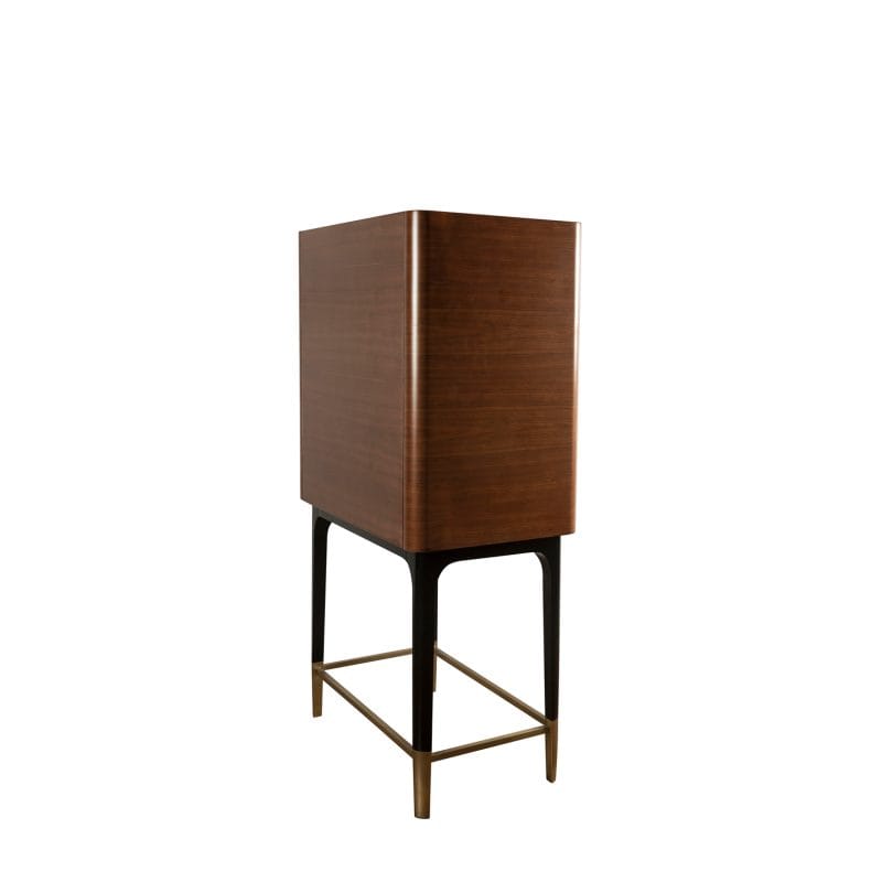 Vertical Wood and Metal Cabinet with Elevated Frame Structure