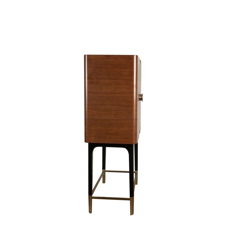 Vertical Wood and Metal Cabinet with Elevated Frame Structure
