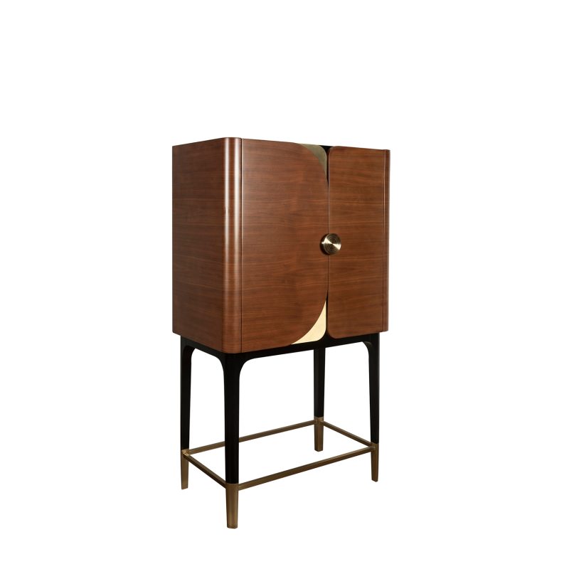 Vertical Wood and Metal Cabinet with Elevated Frame Structure