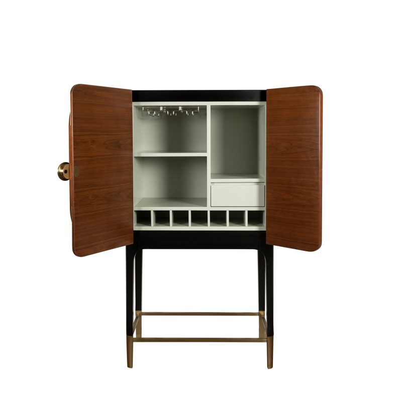 Vertical Wood and Metal Cabinet with Elevated Frame Structure