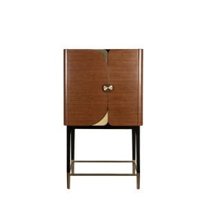 Vertical Wood and Metal Cabinet with Elevated Frame Structure