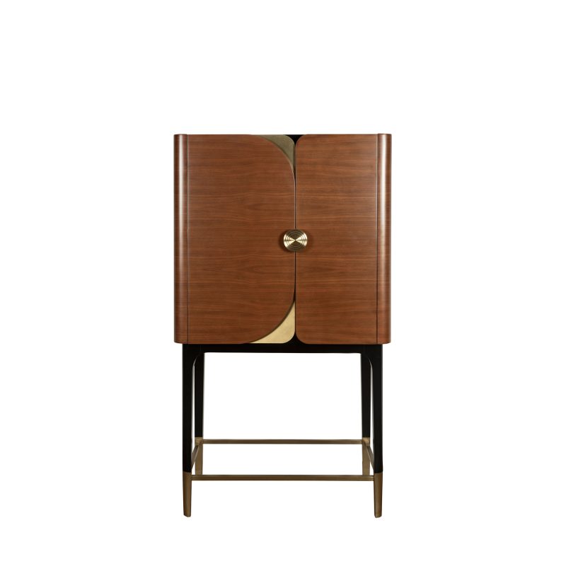 Vertical Wood and Metal Cabinet with Elevated Frame Structure