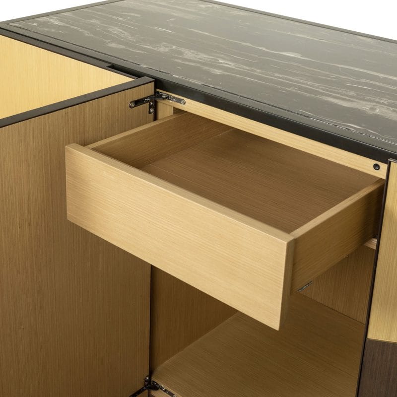 Wavefront Wood Cabinet with Gradient Panel Design