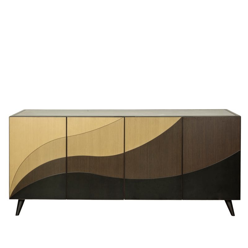 Wavefront Wood Cabinet with Gradient Panel Design