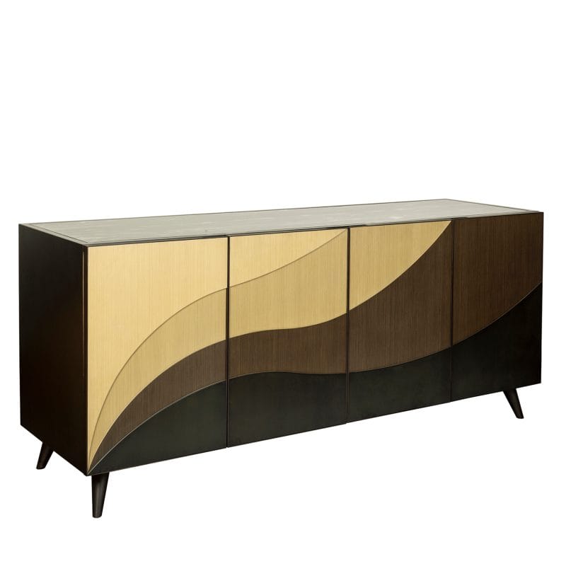 Wavefront Wood Cabinet with Gradient Panel Design