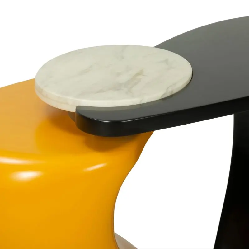 Wood & Stainless Steel Console Table with Curved Sculptural Frame