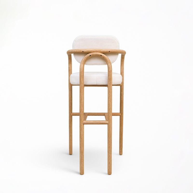 Wood and Cushion Bar Chair with Framed Support Balance