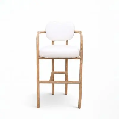 Wood and Cushion Bar Chair with Framed Support Balance