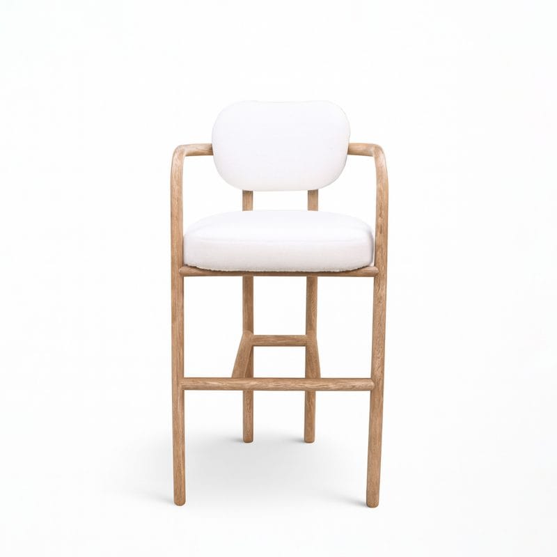 Wood and Cushion Bar Chair with Framed Support Balance