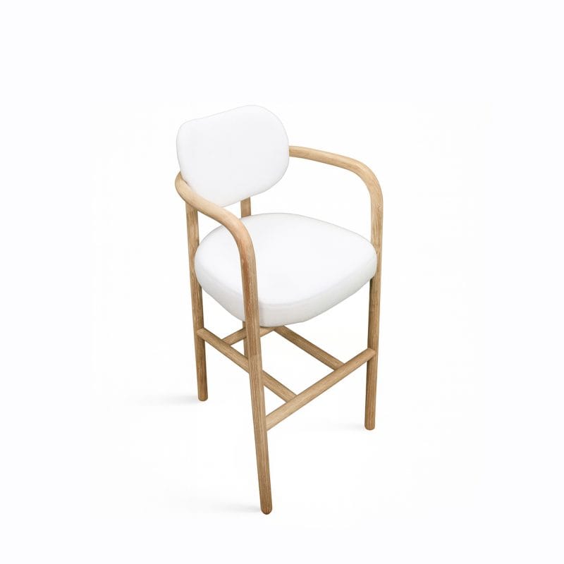 Wood and Cushion Bar Chair with Framed Support Balance