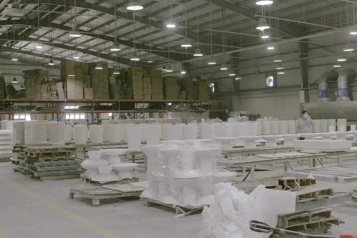 Private Label Furniture Manufacturer Aurora Craft producing GFRC furniture products at factory