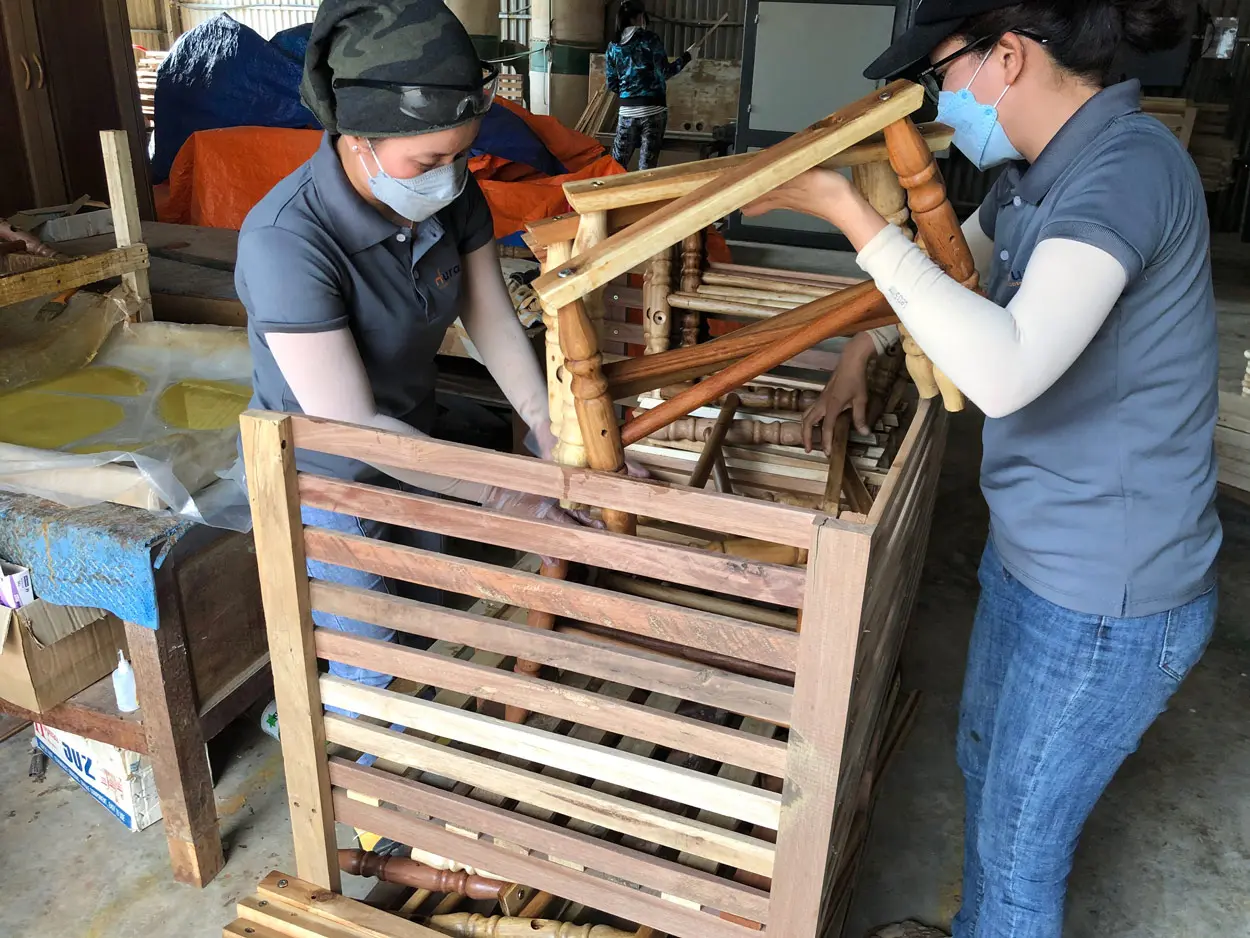 Natural wood furniture craftsmanship at Furaka Furniture, a top Vietnam furniture manufacturer focused on flexible, mid-scale OEM production.