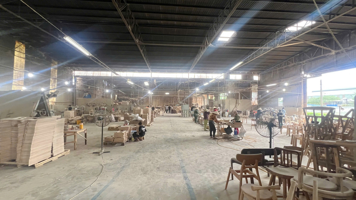 Hotel furniture wholesale production at Aurora Craft’s wood furniture manufacturing factory in Vietnam
