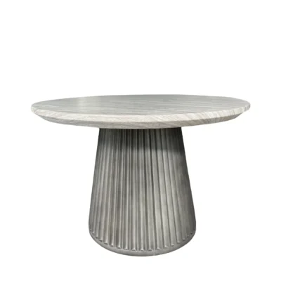 Round GFRC Dining Table with Fluted Conical Pedestal Base