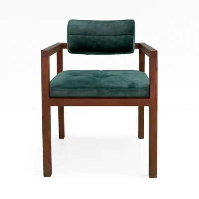 Modern Minimalist Square-Frame Dining Chair with Velvet Cushion