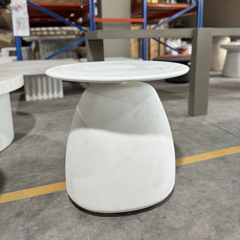 Modern Ovoid GFRC Side Table with Integrated Circular Top