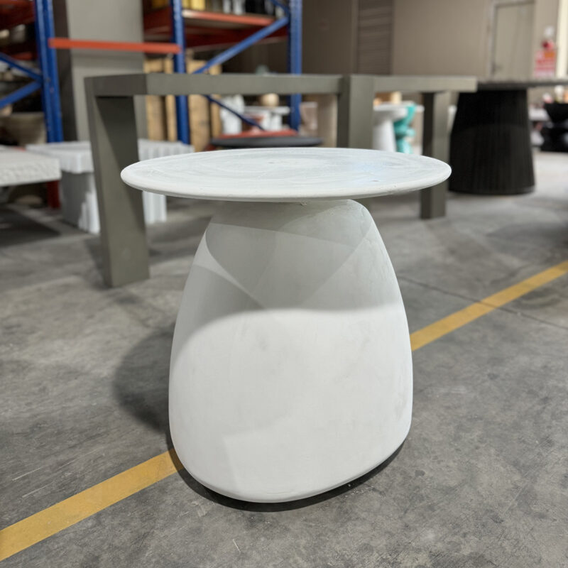 Modern Ovoid GFRC Side Table with Integrated Circular Top