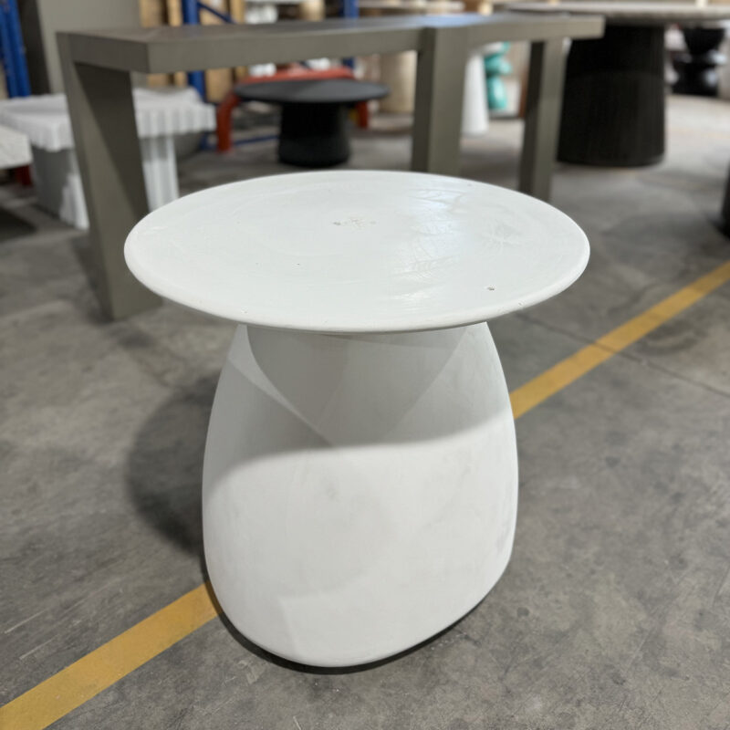 Modern Ovoid GFRC Side Table with Integrated Circular Top