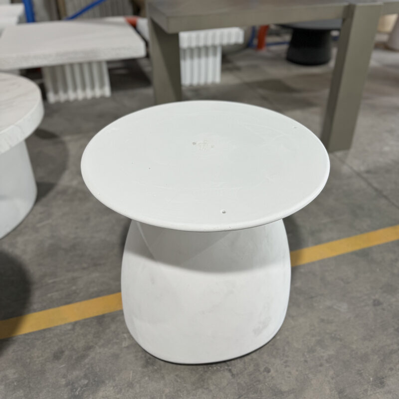 Modern Ovoid GFRC Side Table with Integrated Circular Top