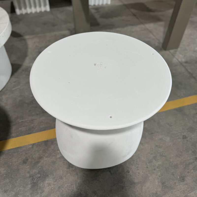Modern Ovoid GFRC Side Table with Integrated Circular Top