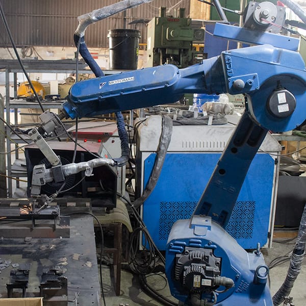 Robotic welding system in metal furniture production ensuring scalable manufacturing and consistent quality