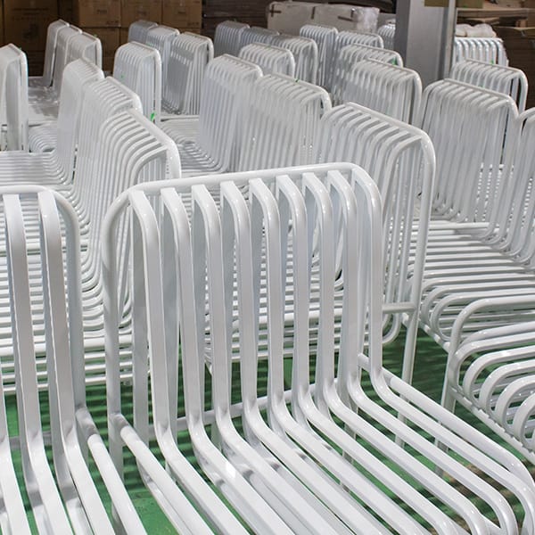 Metal furniture steel frame structures demonstrating structural strength in large scale production