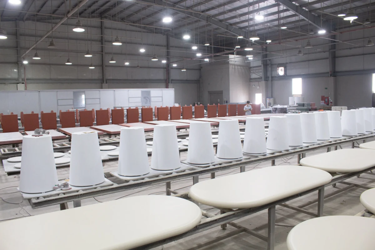 GFRC furniture production line illustrating factors that influence furniture manufacturing cost and production efficiency