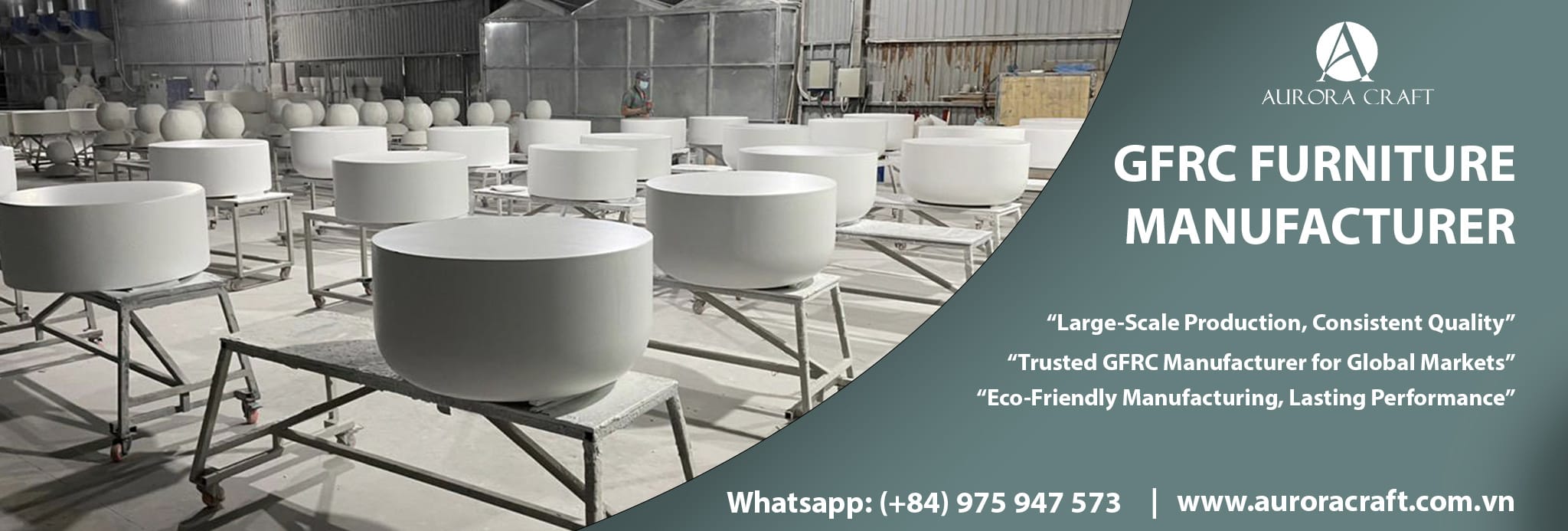 Aurora Craft GFRC furniture manufacturer banner