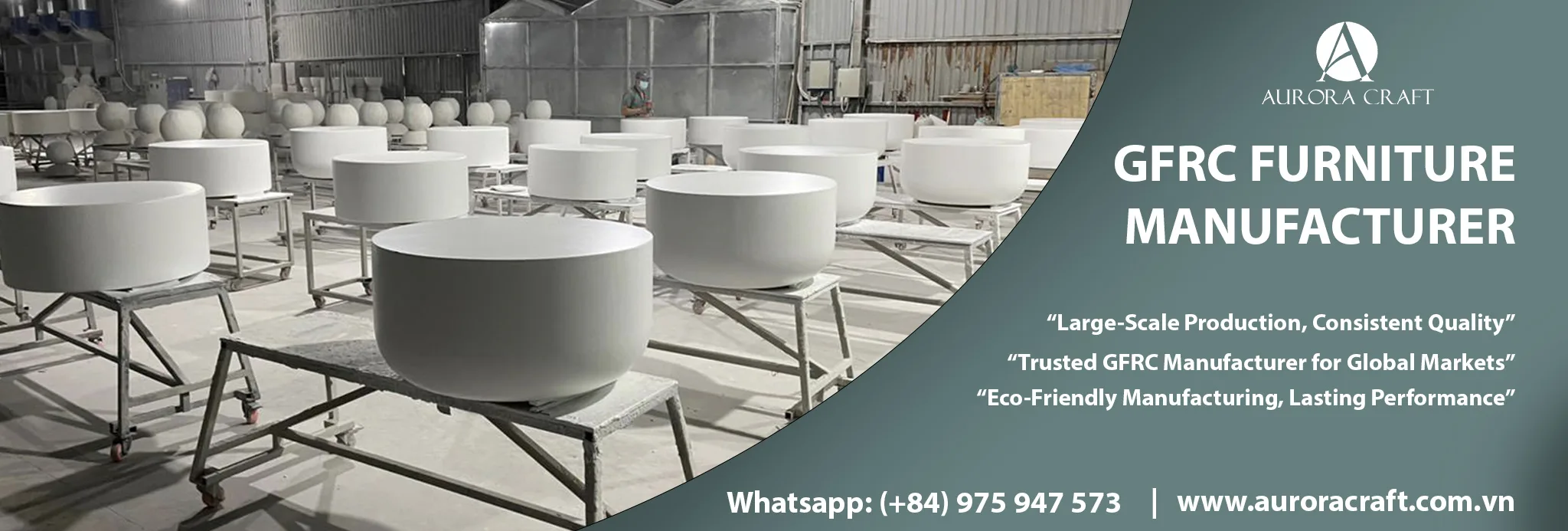 Aurora Craft GFRC furniture manufacturer banner