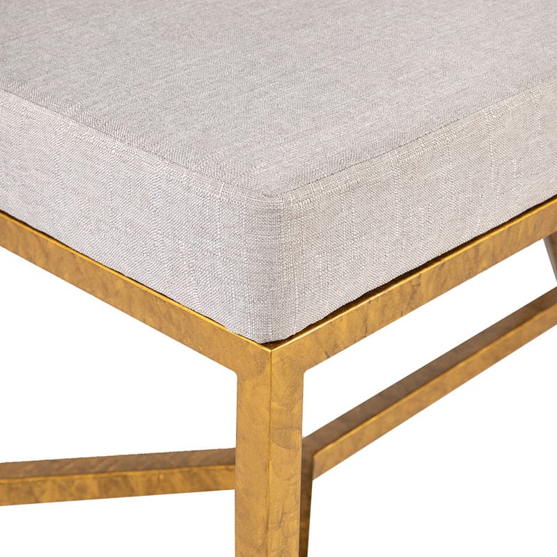 Iron Bench with Box Upholstered Cushion and Geometric Cross Stretcher Base