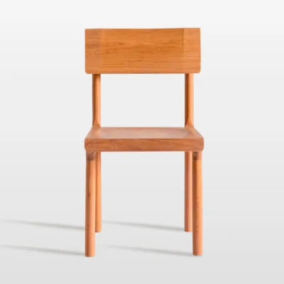 Minimalist Solid Wood Dining Chair with Sculpted Seat and Rectangular Backrest