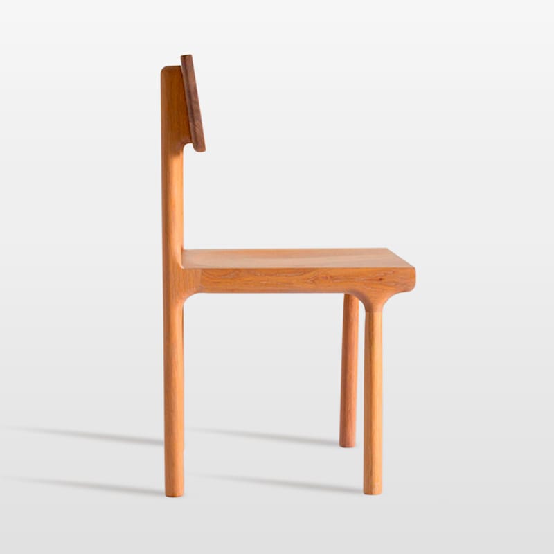 Minimalist Solid Wood Dining Chair with Sculpted Seat and Rectangular Backrest