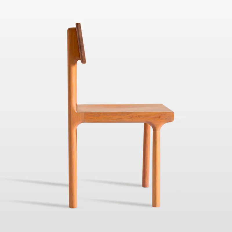 Minimalist Solid Wood Dining Chair with Sculpted Seat and Rectangular Backrest