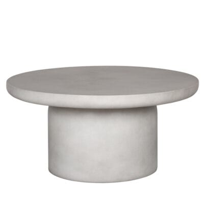 Modern Round GFRC Coffee Table with Tapered Edge Top and Cylindrical Base