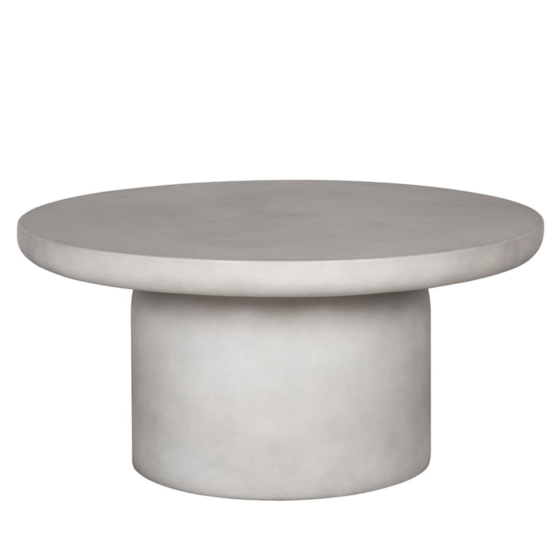 Modern Round GFRC Coffee Table with Tapered Edge Top and Cylindrical Base