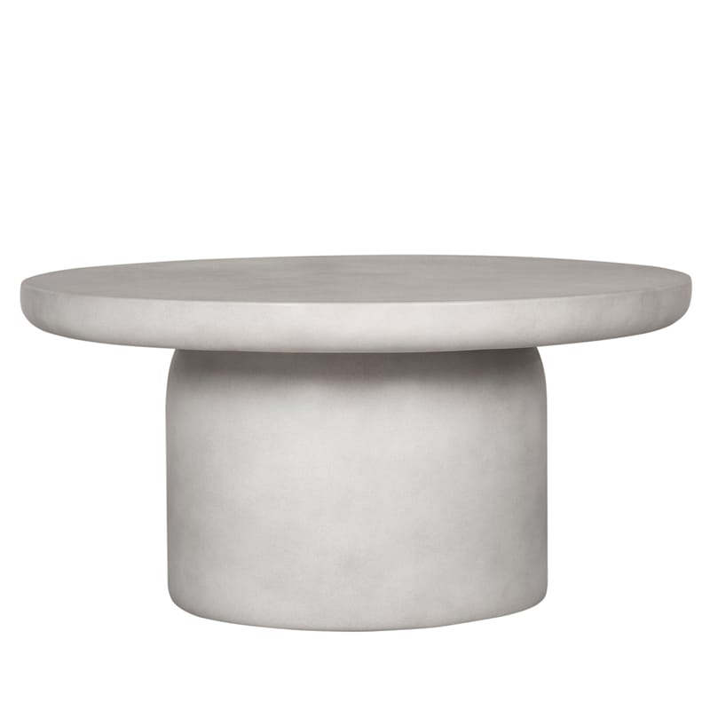 Modern Round GFRC Coffee Table with Tapered Edge Top and Cylindrical Base