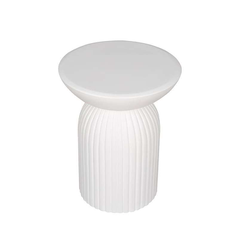 Modern Round GFRC Side Table with Bowl Top and Fluted Cylindrical Base