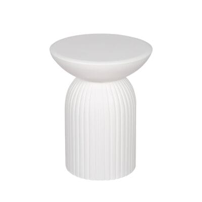 Modern Round GFRC Side Table with Bowl Top and Fluted Cylindrical Base