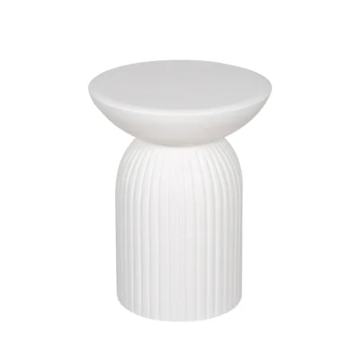 Modern Round GFRC Side Table with Bowl Top and Fluted Cylindrical Base