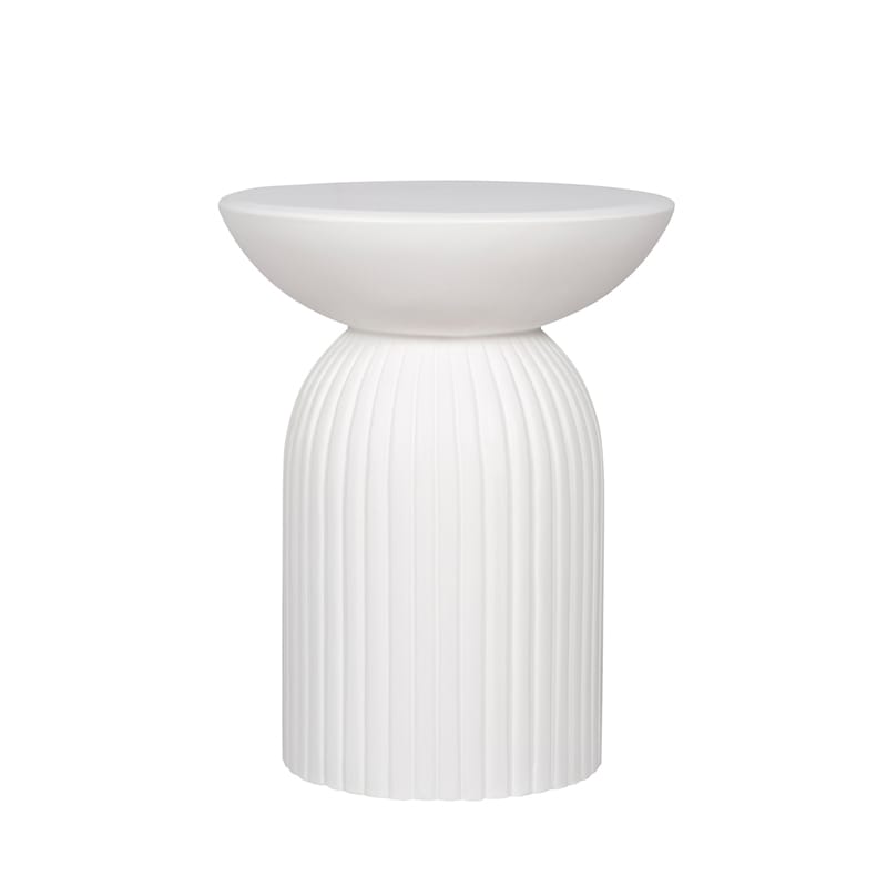 Modern Round GFRC Side Table with Bowl Top and Fluted Cylindrical Base