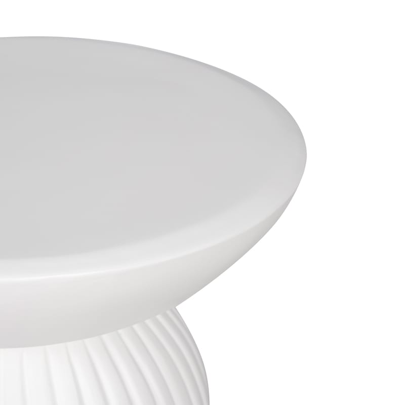 Modern Round GFRC Side Table with Bowl Top and Fluted Cylindrical Base