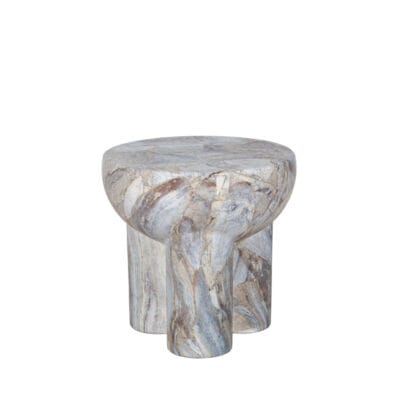 Round GFRC Side Table with Bowl Top and Triple Cylindrical Legs