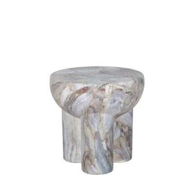 Round GFRC Side Table with Bowl Top and Triple Cylindrical Legs