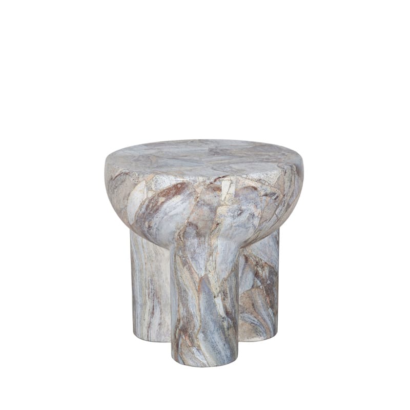 Round GFRC Side Table with Bowl Top and Triple Cylindrical Legs